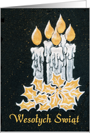 Christmas Candles and Holly, Polish Greeting card