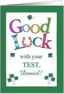 Custom Name Test Good Luck Clover and Horseshoe card