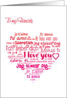 For Fiancee on Valentine’s Day Multi Lingual Word Cloud card