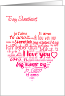 For Sweetheart on Valentine’s Day Multi Lingual Word Cloud card
