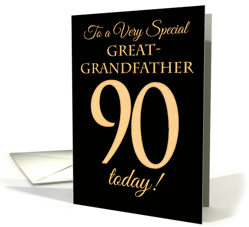For Great Grandfather's 90th Birthday Chic Gold on Black card