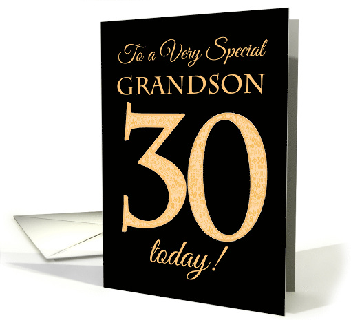 Grandson's 30th Birthday Chic Gold Lettering on Black card (1561430)