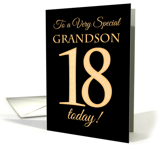 For Grandson 18th Birthday Gold on Black card (1561738)