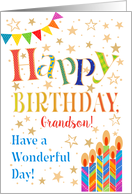 Grandson’s Birthday with Stars Bunting and Candles card