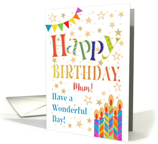 For Mum's Birthday with Stars Bunting and Candles card (1574406)