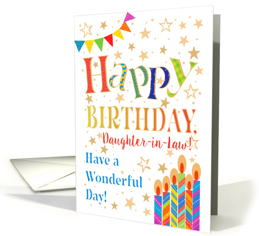 Daughter in Law's Birthday with Stars Bunting and Candles card