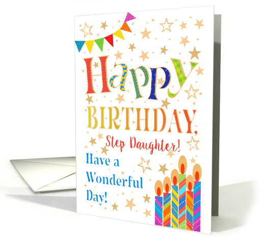 Stepdaughter's Birthday with Stars Bunting and Candles card (1574610)