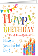For Great Grandfather’s Birthday Stars Bunting Candles card