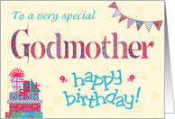 Pretty Birthday Card for a Godmother, any age, Bunting Gifts Flowers card