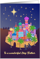 For Stepfather Christmas Joy with Bethlehem and Bright Star card