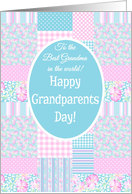 Best Grandma Grandparents Day Pink Roses Faux Patchwork card