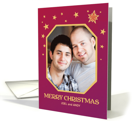 Custom Name Christmas Photo Upload with Stars card (1700864)