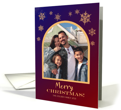 Custom Name Christmas Photo Upload with Snowflakes card (1701108)