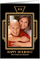 Custom Name Christmas Art Deco Photo Upload card