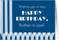 For Brother in Law’s Birthday White Art Deco Patterns on Navy card