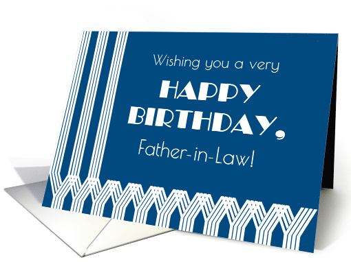For Father in Law's Birthday White Art Deco Patterns on Navy card