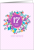 17th Birthday for Her with Flowers and Polka Dots card