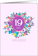 19th Birthday for Her with Flowers and Polka Dots card