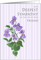 Sympathy for Loss of Friend with Violets card