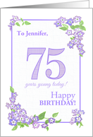 Customized Name 75th Birthday with Mauve Phlox Flowers card