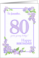 Customized Name 80th Birthday with Mauve Phlox Flowers card