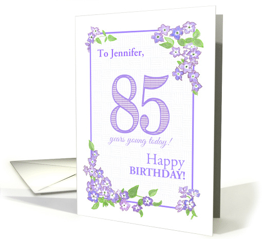 Customized Name 85th Birthday with Mauve Phlox Flowers card (1705254)
