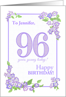 Customized Name 96th Birthday with Mauve Phlox Flowers card