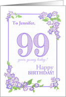 Customized Name 99th Birthday with Mauve Phlox Flowers card