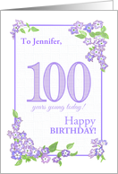 Customized Name100th Birthday with Mauve Phlox Flowers card