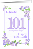 Customized Name101st Birthday with Mauve Phlox Flowers card