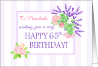 Custom Name 65th Birthday with Summer Flowers card
