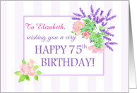 Custom Name 75th Birthday with Summer Flowers card