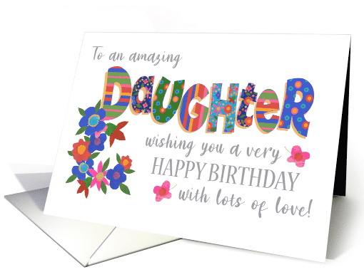 Daughter's Birthday with Bright Patterns and Flowers card (1707882)