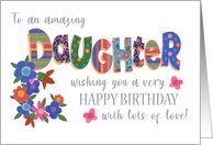 Daughter’s Birthday with Bright Patterns and Flowers card