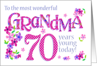 For Grandma 70th Birthday Text Based with Floral Patterns and Polkas card