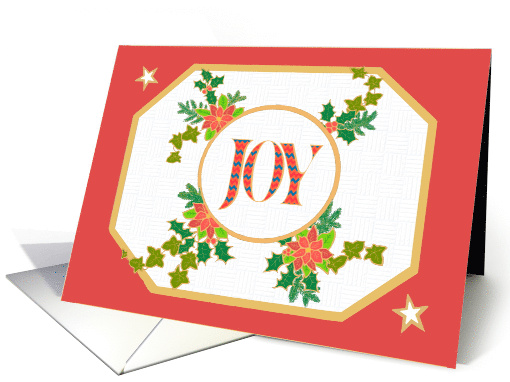 Christmas Joy with Poinsettias Holly Ivy and Stars card (1710432)