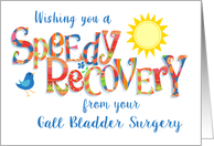 Get Well from Gall Bladder Surgery Colourful Word Art Sun Bird card