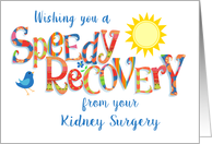 Get Well from Kidney Surgery with Colourful Word Art Sun and Bird card