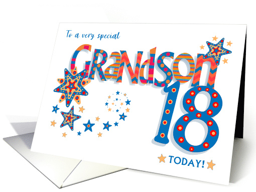 Grandson's 18th Birthday with Stars and Word Art in... (1711582)