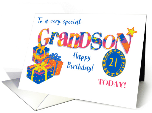 Custom Age Grandson's 21st Birthday Bright Stars and... (1716144)