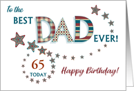 Custom Age Dad’s Birthday Word Art with Decorative Stars card