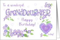 Custom Age Granddaughter’s Birthday Word Art with Phlox Flowers card