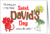 St David’s Day Greeting Across the Miles with Dragon Welsh Symbols card