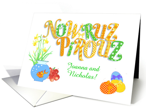 Custom Name Nowruz with Goldfish Apple Decorated Eggs and... (1725868)