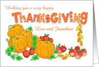 Custom Name Thanksgiving Pumpkins Apples and Fall Leaves card