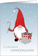 For Granddaughter Christmas Santa with Sack of Toys and Candy Cane card