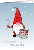 For Daughter Christmas Santa with Sack of Toys and Candy Cane card