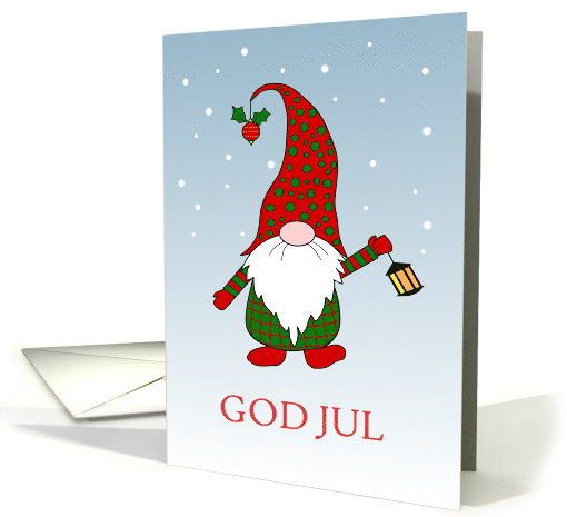 Christmas Greeting in Swedish with Fun Gnome Blank Inside card
