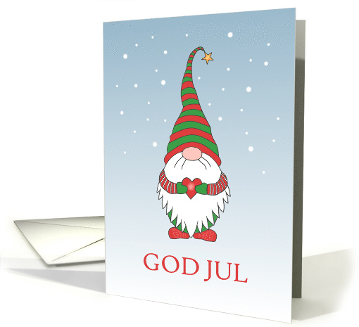 Christmas Greeting in Swedish with Fun Gnome Blank Inside card