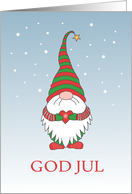 Christmas Greeting in Swedish with Fun Gnome Blank Inside card